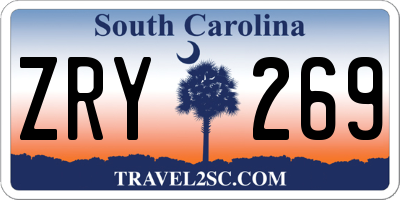 SC license plate ZRY269