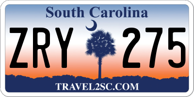 SC license plate ZRY275
