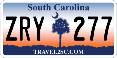SC license plate ZRY277