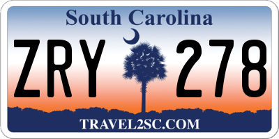 SC license plate ZRY278