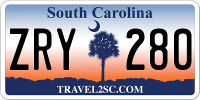 SC license plate ZRY280