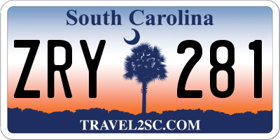 SC license plate ZRY281