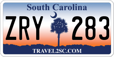 SC license plate ZRY283