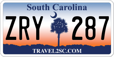 SC license plate ZRY287