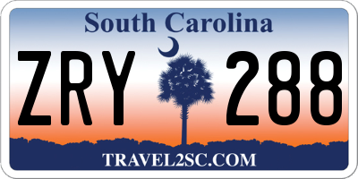 SC license plate ZRY288