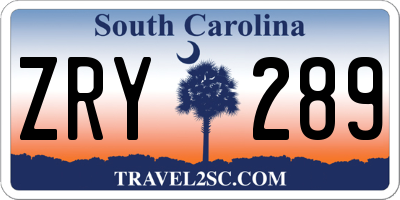 SC license plate ZRY289