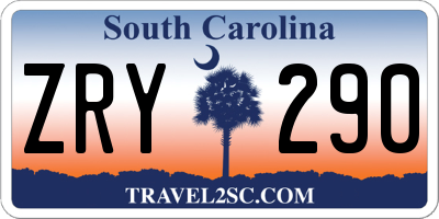 SC license plate ZRY290