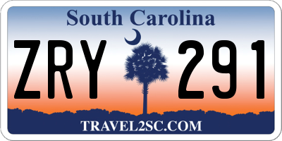 SC license plate ZRY291