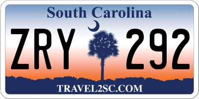SC license plate ZRY292