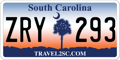 SC license plate ZRY293