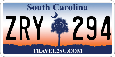 SC license plate ZRY294