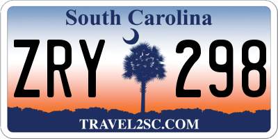 SC license plate ZRY298
