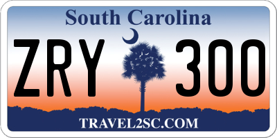 SC license plate ZRY300