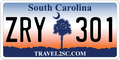 SC license plate ZRY301