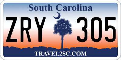 SC license plate ZRY305