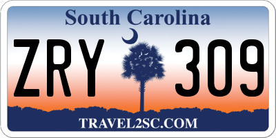 SC license plate ZRY309