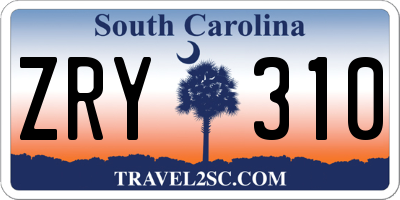 SC license plate ZRY310