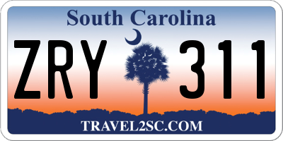 SC license plate ZRY311