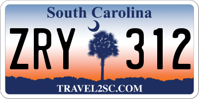 SC license plate ZRY312