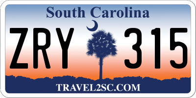 SC license plate ZRY315