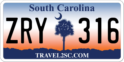 SC license plate ZRY316