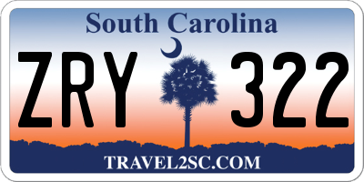 SC license plate ZRY322