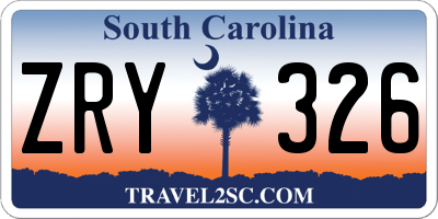 SC license plate ZRY326