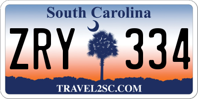 SC license plate ZRY334