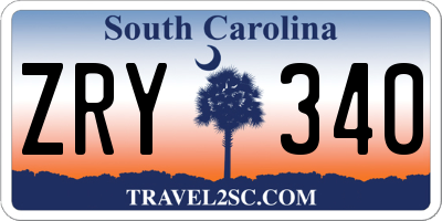 SC license plate ZRY340