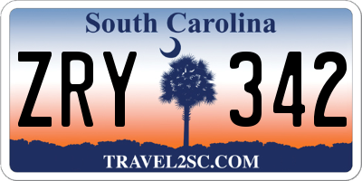 SC license plate ZRY342