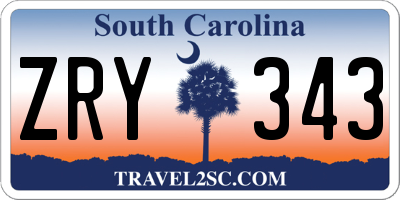 SC license plate ZRY343
