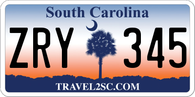 SC license plate ZRY345