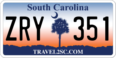 SC license plate ZRY351