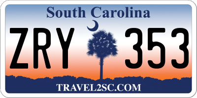 SC license plate ZRY353