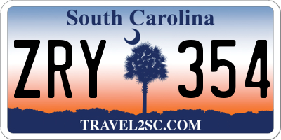 SC license plate ZRY354