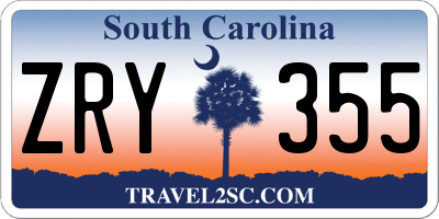 SC license plate ZRY355