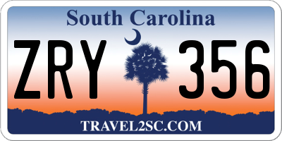SC license plate ZRY356