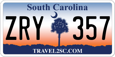 SC license plate ZRY357