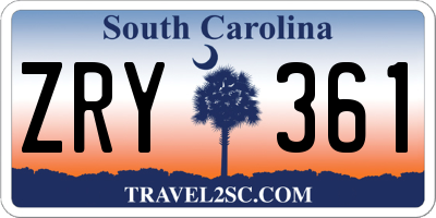 SC license plate ZRY361
