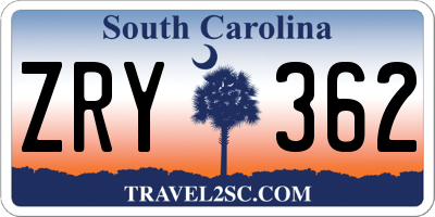 SC license plate ZRY362