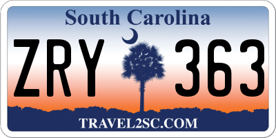 SC license plate ZRY363