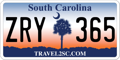 SC license plate ZRY365