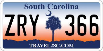SC license plate ZRY366