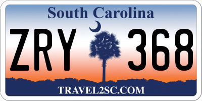 SC license plate ZRY368