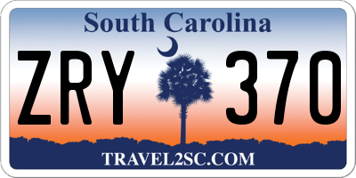 SC license plate ZRY370