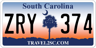 SC license plate ZRY374
