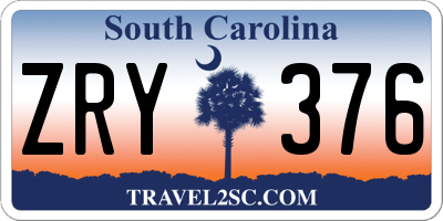 SC license plate ZRY376