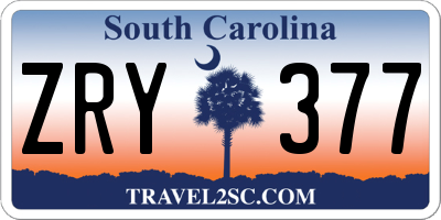 SC license plate ZRY377