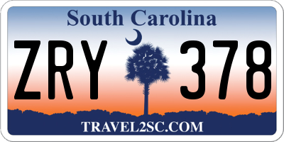 SC license plate ZRY378