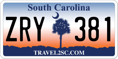 SC license plate ZRY381